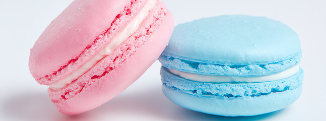 blue and pink macaroon, AI generated