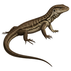 Obraz premium Illustration of a Monitor Lizard with Scales and Detailed Texture, Isolated on White Background