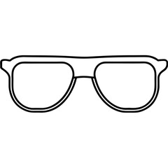 Fototapeta premium Detailed line art illustration of sunglasses with frames and lenses isolated on white background