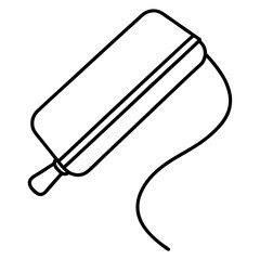 Clean line art drawing of a whiteboard eraser with a handle isolated on white background