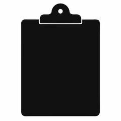 Black silhouette of a clipboard on a white background isolated on white background
