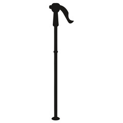 Simple silhouette of a hiking stick isolated on white background