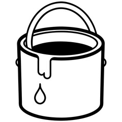 Simple line art of a paint bucket with a handle isolated on white background © NC
