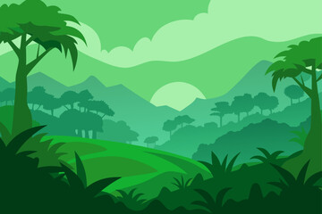 misty green jungle terrain