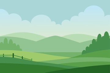 Obraz premium morning fog over green pasture