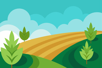 Obraz premium rolling field with wild green herbs