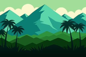tropical mountains with dense trees