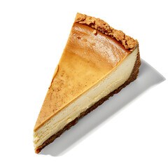 Slice of Caramel Cheesecake with Gingersnap Crust