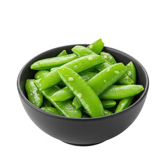 Freshly Prepared Snow Peas in a Black Bowl