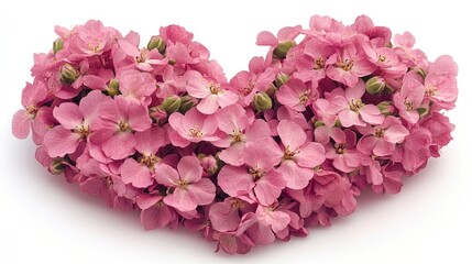 Fototapeta premium Heart-shaped arrangement of delicate pink flowers