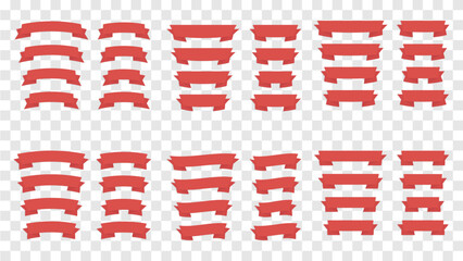 Simple Red Ribbons Flat, Isolated Vector Background Set 