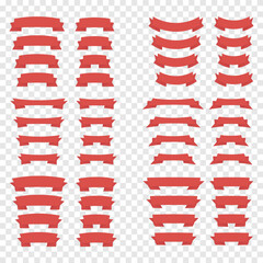 Red  Flat Ribbons Simple, Isolated Vector Background Set 