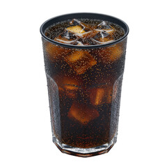 Refreshing Dark Drink with Sparkling Ice Cubes in a Glass