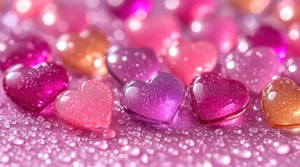 Heart-shaped gems in various hues
