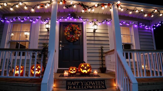 家の入口に広がるかわいいハロウィンの世界