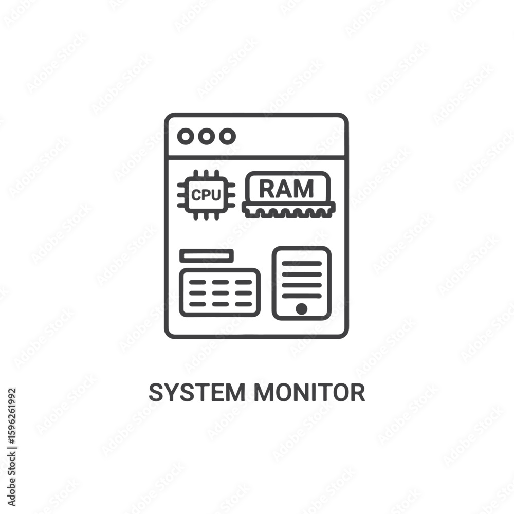 Poster vector art of system monitor showing cpu and ram usage