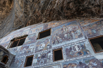 Sumela Monastery is a Greek Orthodox monastery and church complex. The structure and detailed frescoes were built in 386 AD.