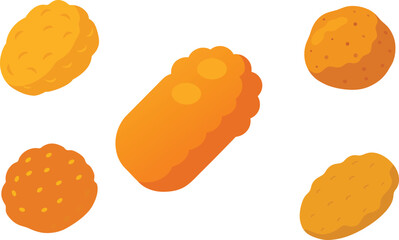 Tater Tots Vector Illustration Set