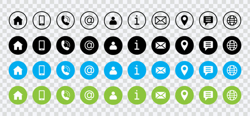 Minimal Contact Icons for Business Cards – User, Home, Phone, Email & More