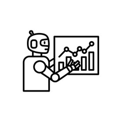 Robot presenting financial growth data on a chart