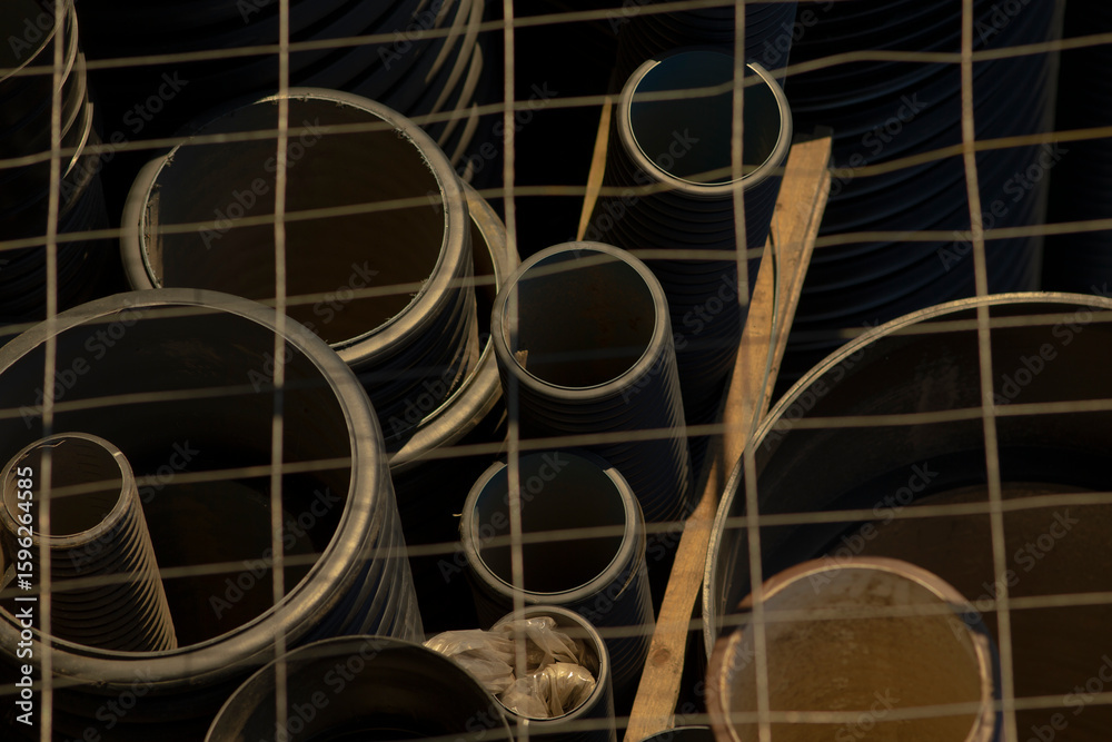 Fototapete A grid composed of circles and sticks arranged artistically on it, creating a visually appealing pattern and structure within the design