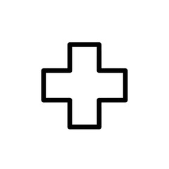 Obraz premium Emergency medical cross icon in black outline style