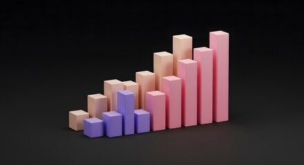 Business graph with upward arrow showing financial growth on black background