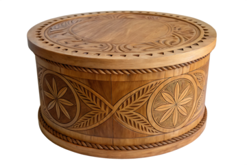 Carved wooden drum, on AI generated by PNG