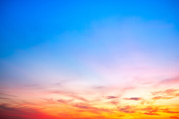 Beautiful , luxury soft gradient orange gold clouds and sunlight on the blue sky perfect for the background, take in evening,Twilight, Large size, high definition landscape photo
