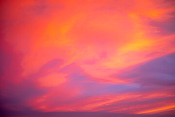 Beautiful , luxury soft gradient orange gold clouds and sunlight on the blue sky perfect for the background, take in evening,Twilight, Large size, high definition landscape photo