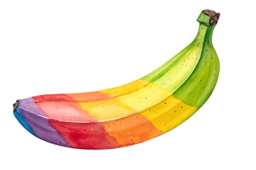 Colorful Rainbow Painted Banana On AI generated by PNG