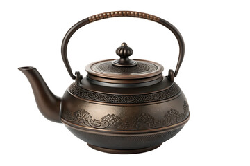 Elegant Cast Iron Teapot Dark Bronze Finish, Perfect for Tea Brewing on AI generated by PNG