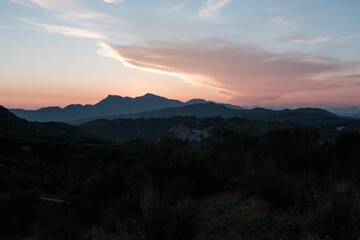 sunset in the mountains In Italy