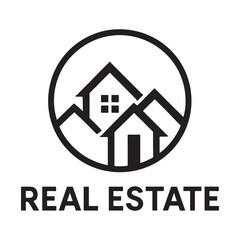 Real estate logo with houses isolated on white background