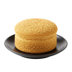 Golden-Crusted Sponge Cake on Dark Plate