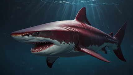 Red Great White Shark. AI generation