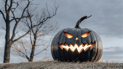 halloween pumpkin in the garden
