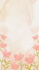 Watercolor Floral Background with Pink Flowers