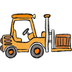 Kids hand drawing construction transport 