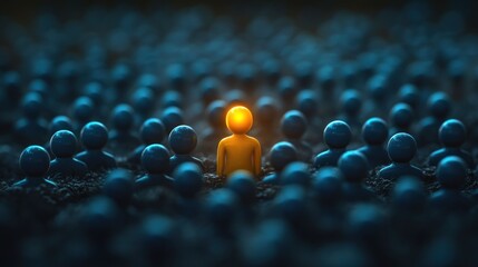 Single, bright figure amidst a dark crowd