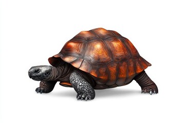 Fototapeta premium Realistic Illustration of a Beautiful Tortise on White Background for Nature and Wildlife Themes
