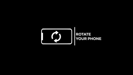 Clean Rotate Phone Animation on Black Background. Minimal White Smartphone Orientation Alert with Smooth, perfect for video intros, instruction screens, mobile prompts, and rotation reminders
