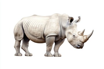 Obraz premium Detailed Illustration of a White Rhinoceros on a Plain White Background for Wildlife Themes