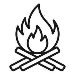 minimal campfire icon with wood logs