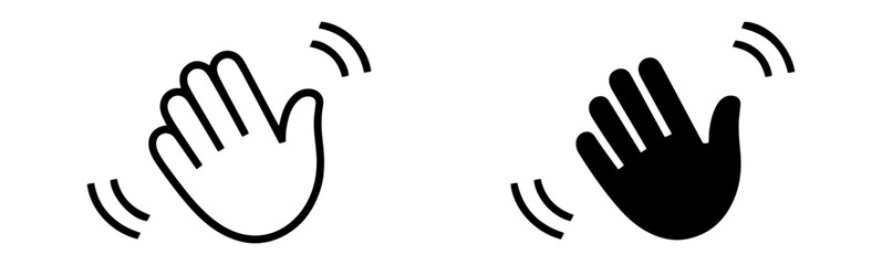 waving hand gesture icon set

