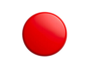 A vibrant red circular button shines brightly with a smooth, reflective .
