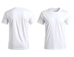 A clean white short-sleeve t-shirt is displayed from both front and back views, perfect for apparel design.