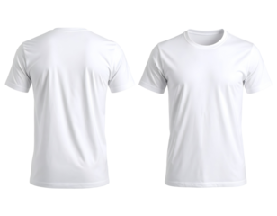 A clean white short-sleeve t-shirt is displayed from both front and back views, perfect for apparel design.