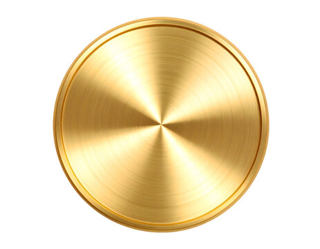 A polished golden metallic disc with a captivating radial brushed texture shines brightly.