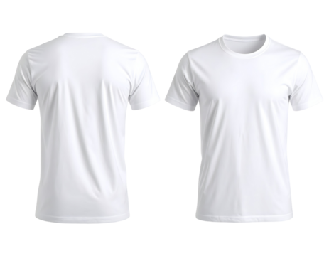 A clean white short-sleeve t-shirt is displayed from both front and back views, perfect for apparel design.